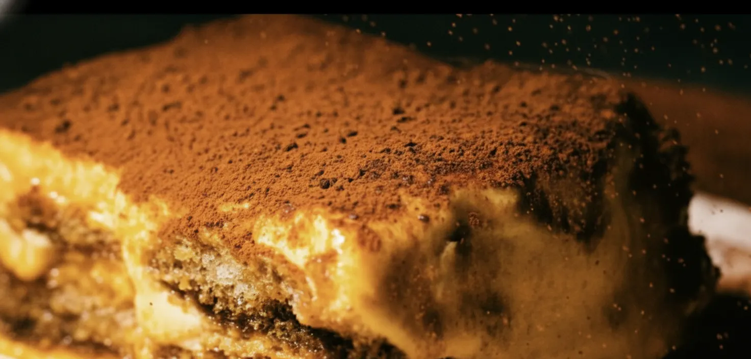 Tiramisu dusted with cocoa